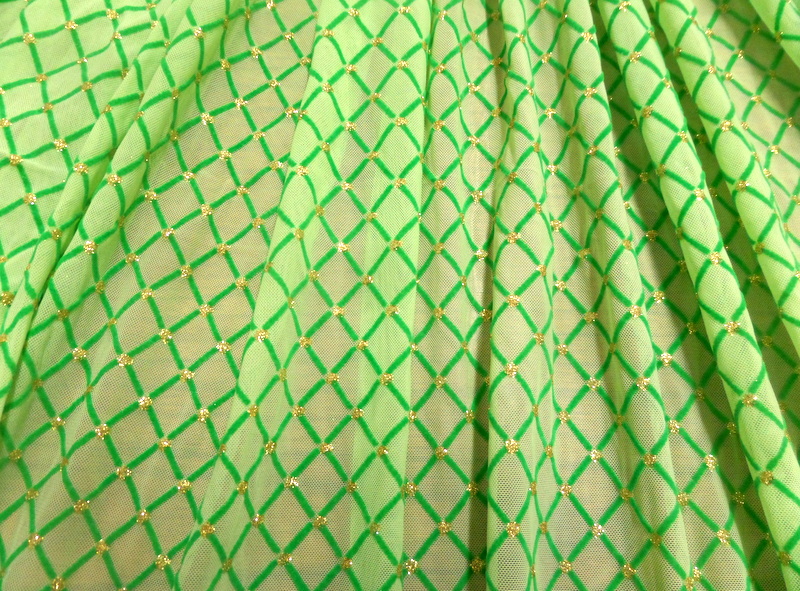 6.GOLD-LT.GREEN GLITTER DIAMOND MESH